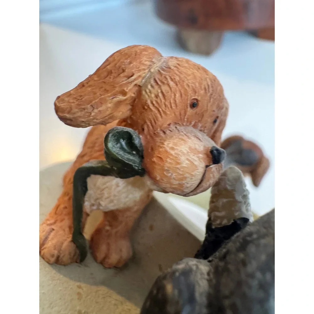 VTG Deb Strain Candle Capper Dogs Figurine Puppy‎ Decor Farmhouse Style